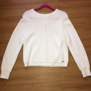 white knit sweater